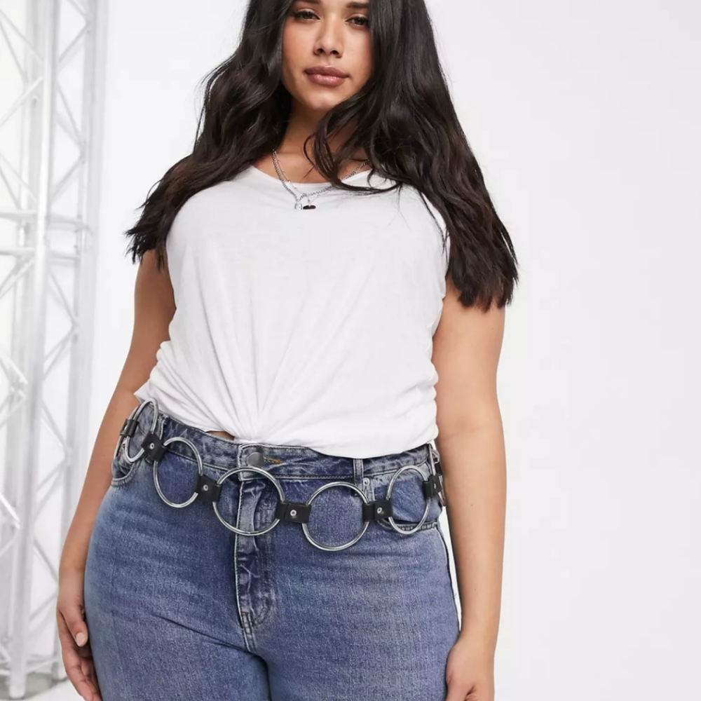 ASOS Curve oversized multi ring waist & hip belt